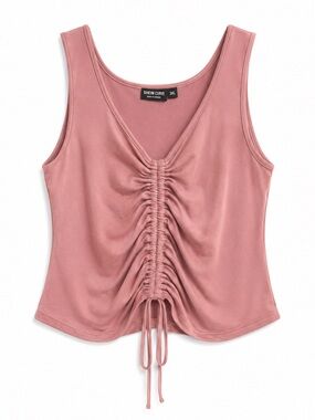 SHEIN Curve Women's Dusty Pink Ruched Drawstring Tank Top Plus Size 3X